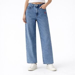 Alexander Wang  diffusion High Rise Relaxed Fit Blue Denim Jeans Apple Logo Sz S